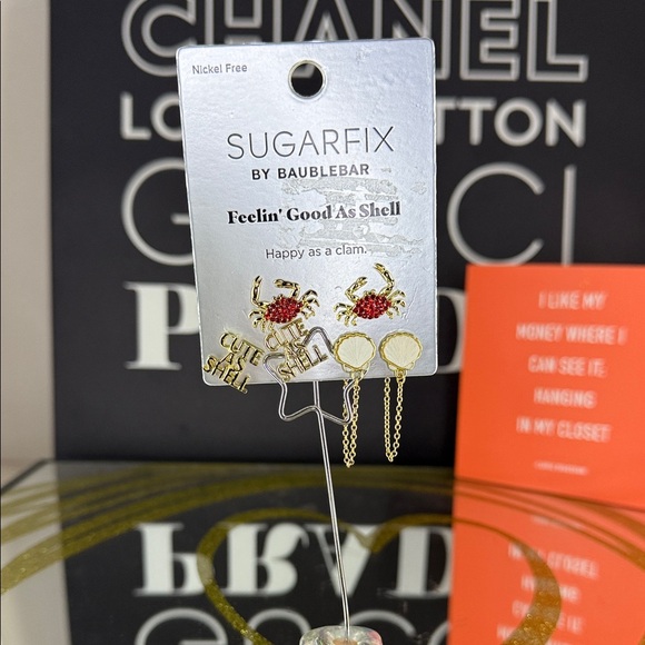 BaubleBar Jewelry - BaubleBar Gold and Red Crab Earrings Set SugarFix